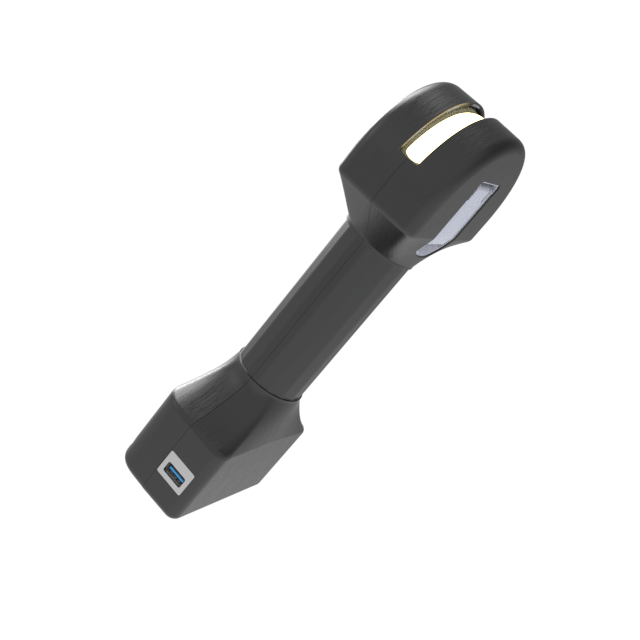 CAD render of an adjustable-beam LED flashlight
